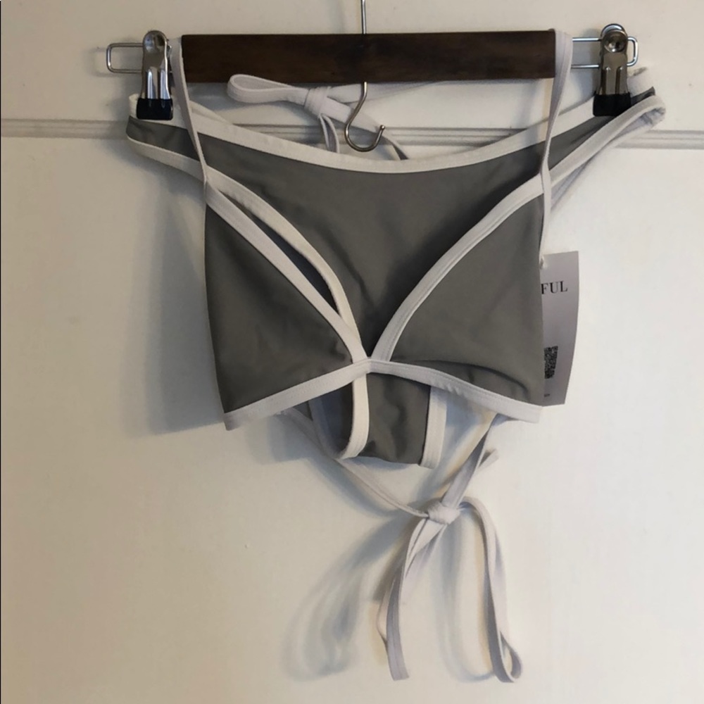 Zaful Grey & White Bikini Set